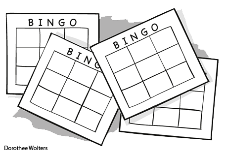 Blätter mit leeren Bingo Vorlagen