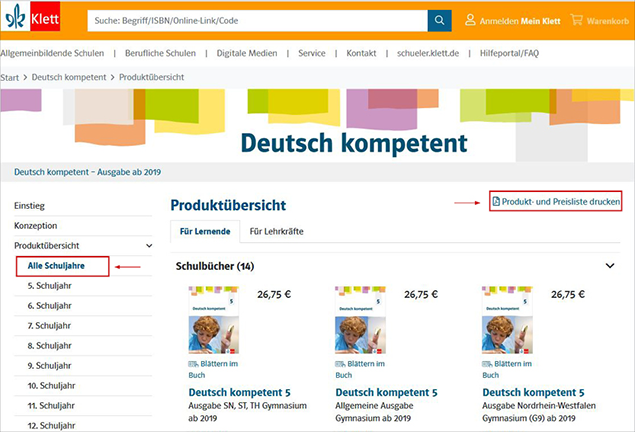 Klett Bestellung Anleitung