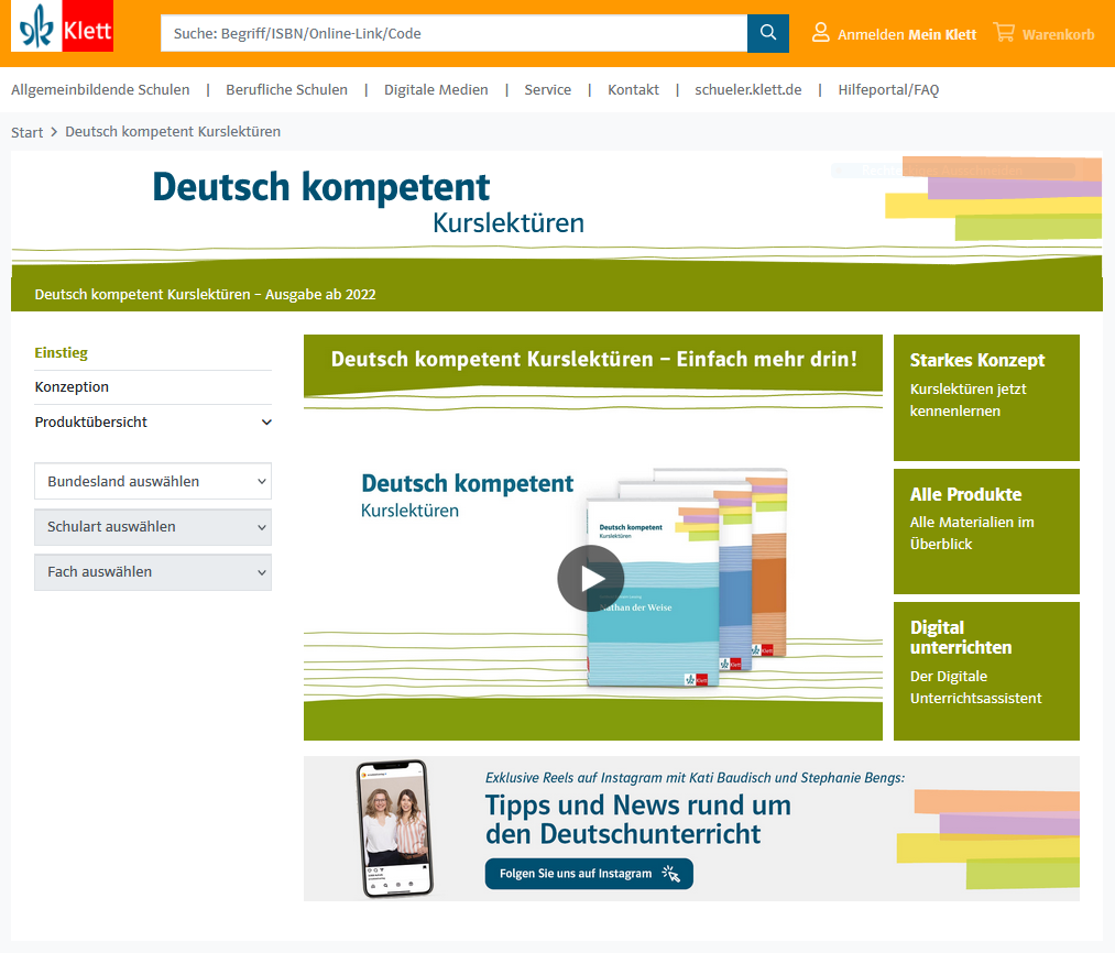 Website Deutsch kompetent Kurslektüren