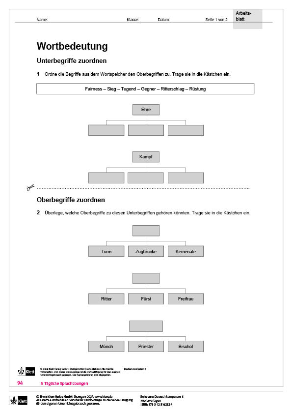 Kopiervorlagen_Deutsch_komptent_Sprachübungen_aus_316282 Voransicht Kopiervorlagen Deutsch komptent 6. Klasse Sprachübungen aus 316282