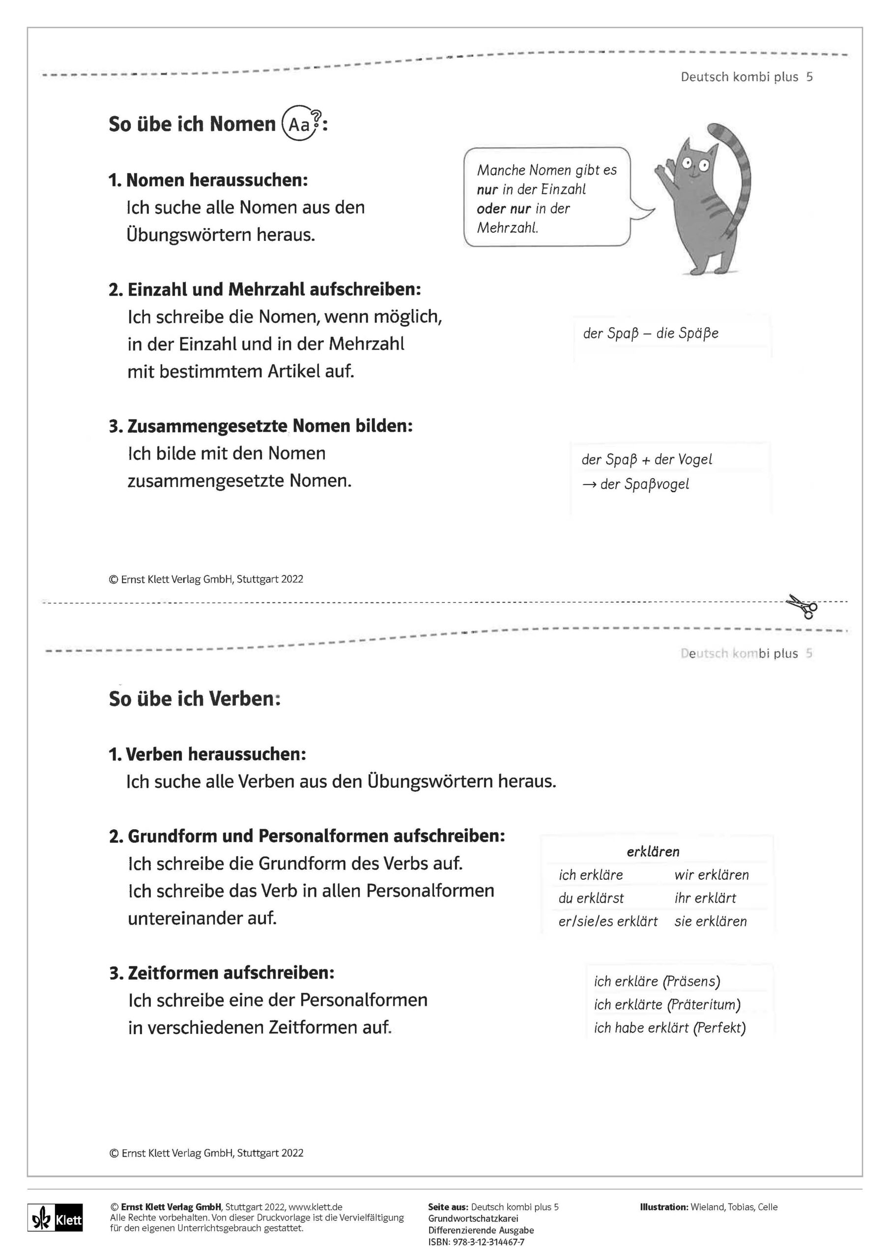 Voransicht Kopiervorlage Nomen und Verben üben aus 3-12-314467