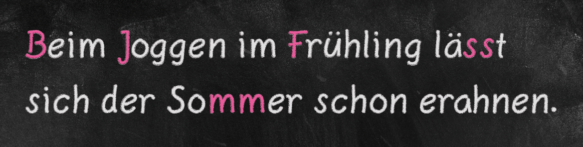 Beispielsatz auf Tafel markiert