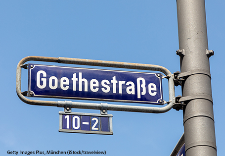 Straßenschild mit den Namen Goethestraße