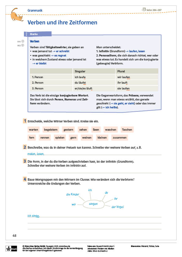 Kopiervorlagen_Deutsch_kombi_plus_5__Verben_aus_314491 Voransicht Kopiervorlage Deutsch kombi plus 5_ Verben aus 3-12-314491