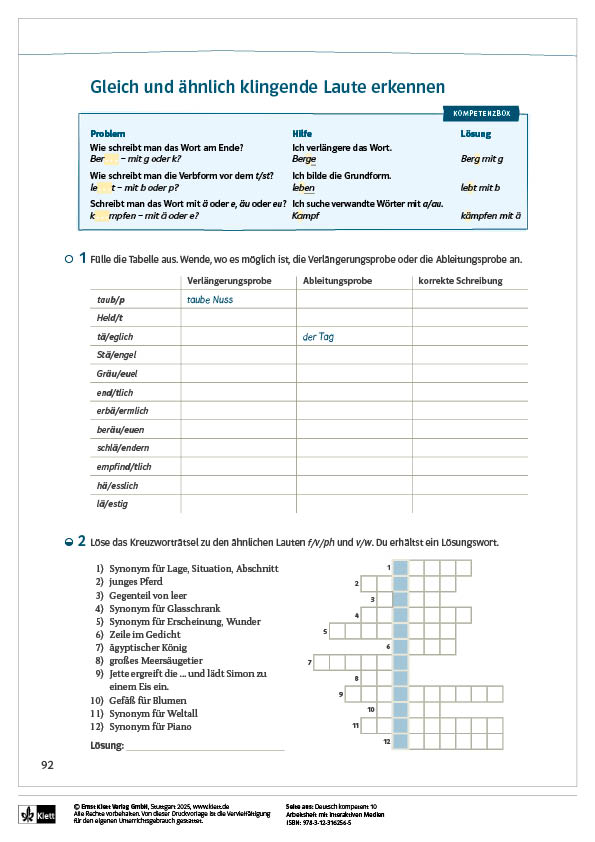 Kopiervorlagen_Deutsch_kompetent_10_Laute_aus_316256 Voransicht Kopiervorlage Deutsch kompetent 10 Laute aus 3-12-316256