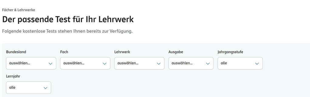TuF_1 Anzeige der Filter für die Seite Testen und Fördern.