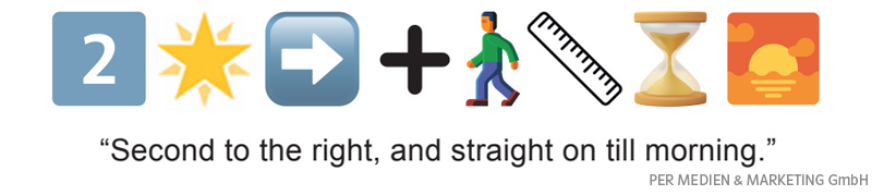 EIn Zitat aus "Peter Pan" dargestellt durch Emojis.